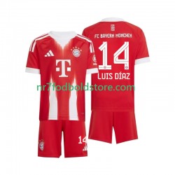 FC Bayern München Trøje Luis Diaz 14 Børn Hjemmebane Fodboldsæt 2025-2026 Kortærmet
