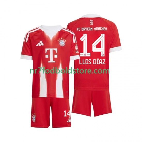 FC Bayern München Trøje Luis Diaz 14 Børn Hjemmebane Fodboldsæt 2025-2026 Kortærmet