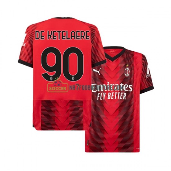 AC Milan Trøje Charles De Ketelaere 90 Mænd Hjemmebane Fodboldsæt 2023-2024 Kortærmet