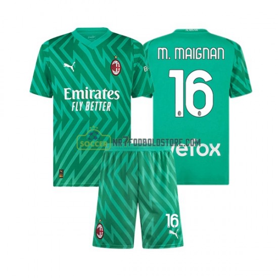 AC Milan Trøje Mike Maignan 16 Målmand Børn Hjemmebane Fodboldsæt 2023-2024 Kortærmet