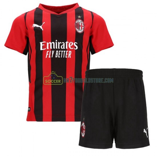 AC Milan Trøje Børn Hjemmebane Fodboldsæt 2021-2022 Kortærmet 