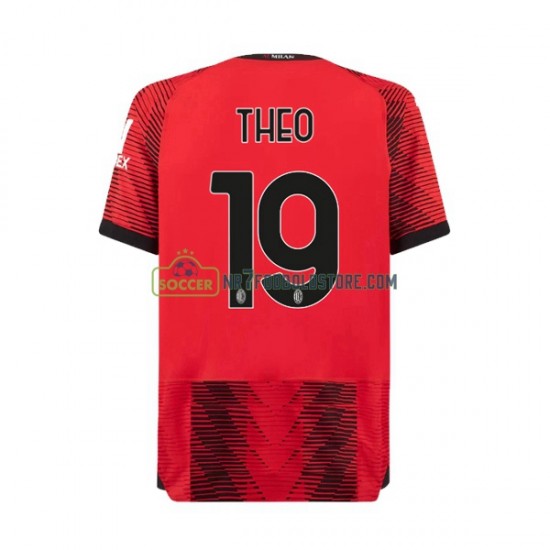 AC Milan Trøje Theo Hernandez 19 Mænd Hjemmebane Fodboldsæt 2023-2024 Kortærmet