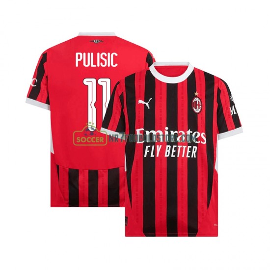 AC Milan Trøje UCL Font PULISIC 11 Mænd Hjemmebane Fodboldsæt 2024-2025 Kortærmet