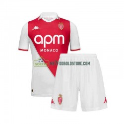AS Monaco Trøje Børn Hjemmebane Fodboldsæt 2024-2025 Kortærmet