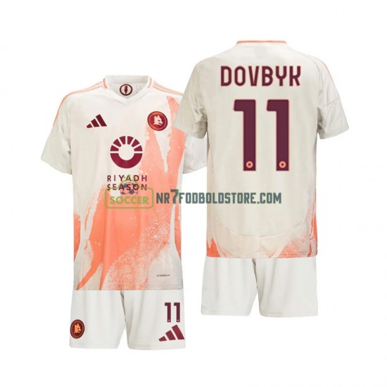 AS Roma Trøje Artem Dovbyk 11 Børn Udebane Fodboldsæt 2024-2025 Kortærmet