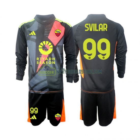 AS Roma Trøje Mile Svilar 99 Målmand Børn Hjemmebane Fodboldsæt 2024-2025 Langærmet