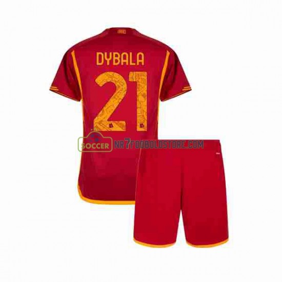 AS Roma Trøje Paulo Dybala 21 Børn Hjemmebane Fodboldsæt 2023-2024 Kortærmet