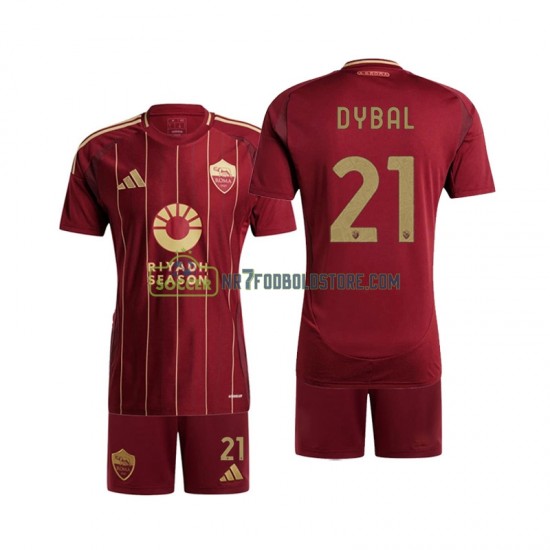 AS Roma Trøje Paulo Dybala 21 Børn Hjemmebane Fodboldsæt 2024-2025 Kortærmet