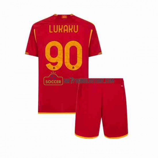 AS Roma Trøje Romelu Lukaku 90 Børn Hjemmebane Fodboldsæt 2023-2024 Kortærmet