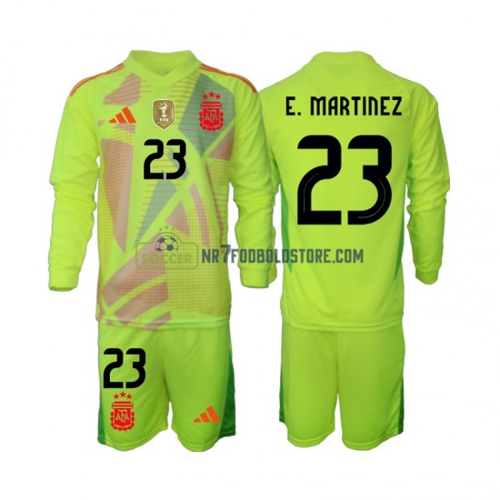 Argentina Trøje Emiliano Martinez 23 Målmand Børn Udebane Fodboldsæt 2024 Langærmet