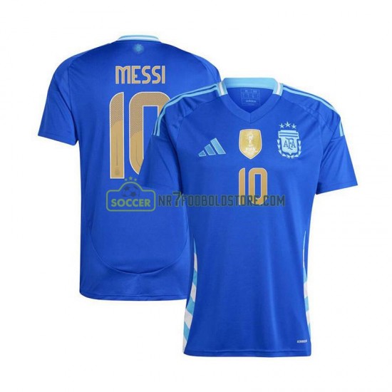 Argentina Trøje Lionel Messi 10 Mænd Udebane Fodboldsæt Copa America 2024 Kortærmet