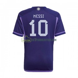 Argentina Trøje Lionel Messi 10 Mænd Udebane Fodboldsæt VM i fodbold 2022 Kortærmet