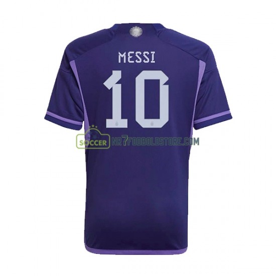 Argentina Trøje Lionel Messi 10 Mænd Udebane Fodboldsæt VM i fodbold 2022 Kortærmet