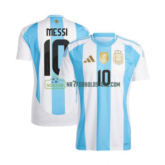 Argentina Trøje Lionel Messi 10 Mænd Hjemmebane Fodboldsæt Copa America 2024 Kortærmet
