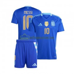 Argentina Trøje Lionel Messi 10 Børn Udebane Fodboldsæt Copa America 2024 Kortærmet
