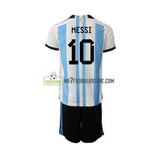 Argentina Trøje Messi 10 Børn Hjemmebane Fodboldsæt VM i fodbold 2022 Kortærmet