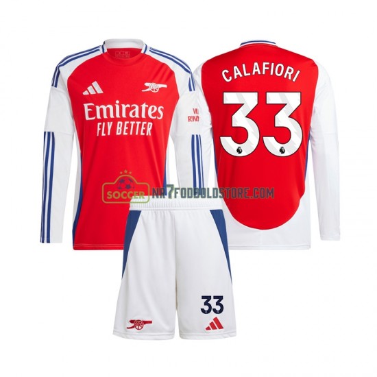 Arsenal Trøje Riccardo Calafiori 33 Børn Hjemmebane Fodboldsæt 2024-2025 Langærmet