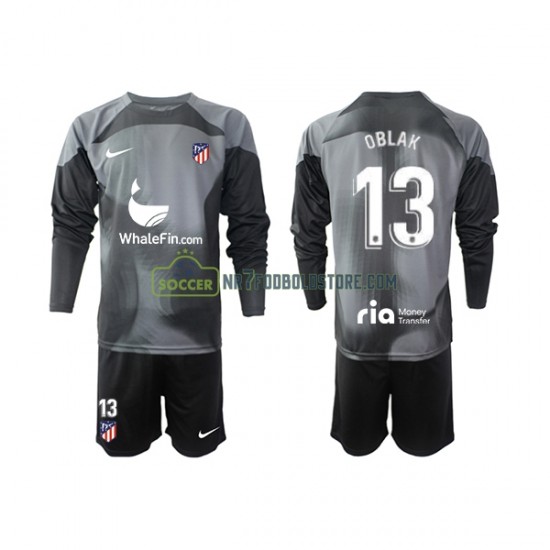 Atlético Madrid Trøje Jan Oblak 13 Målmand Børn Udebane Fodboldsæt 2022-2023 Langærmet