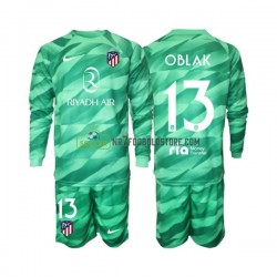 Atlético Madrid Trøje Jan Oblak 13 Green color Målmand Børn Udebane Fodboldsæt 2023-2024 Langærmet