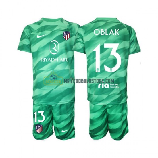 Atlético Madrid Trøje Jan Oblak 13 Green color Målmand Børn Udebane Fodboldsæt 2023-2024 Kortærmet