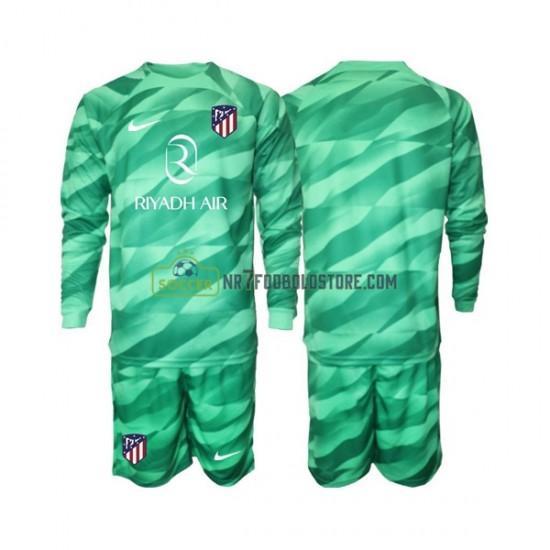 Atlético Madrid Trøje Green color Målmand Børn Udebane Fodboldsæt 2023-2024 Langærmet