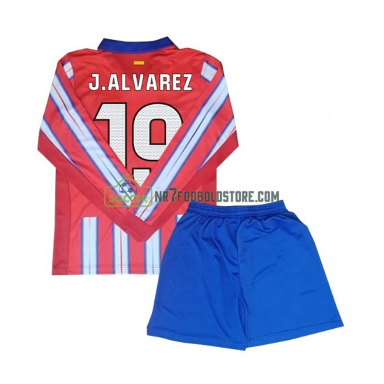 Atlético Madrid Trøje Julian Alvarez 19 Børn Hjemmebane Fodboldsæt 2024-2025 Langærmet