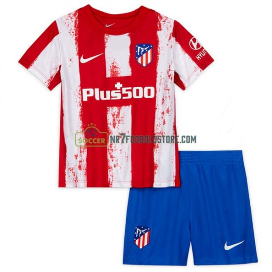 Atlético Madrid Trøje Børn Hjemmebane Fodboldsæt 2021-2022 Kortærmet 