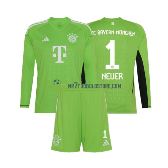 FC Bayern München Trøje Manuel Neuer 1 Målmand Børn Udebane Fodboldsæt 2023-2024 Langærmet