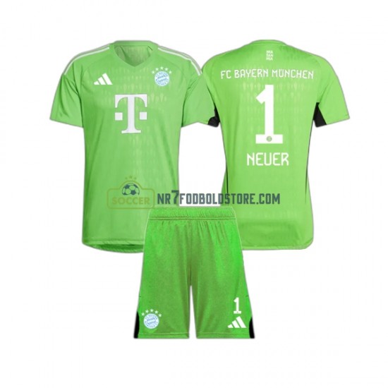 FC Bayern München Trøje Manuel Neuer 1 Målmand Børn Udebane Fodboldsæt 2023-2024 Kortærmet