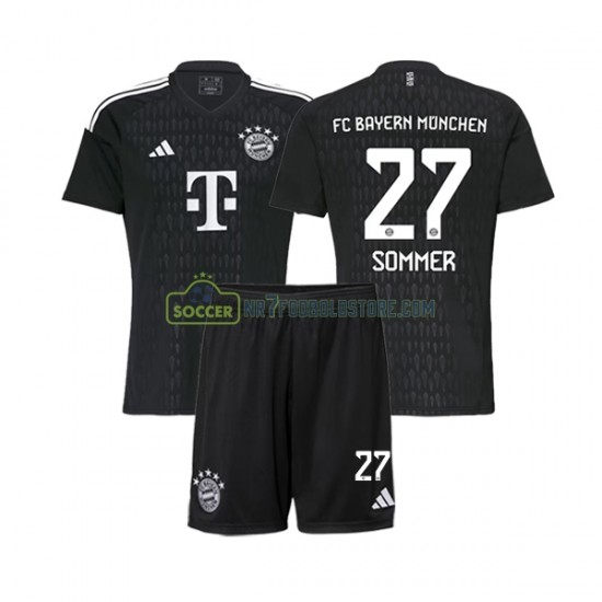 FC Bayern München Trøje Yann Sommer 27 Målmand Børn Hjemmebane Fodboldsæt 2023-2024 Kortærmet