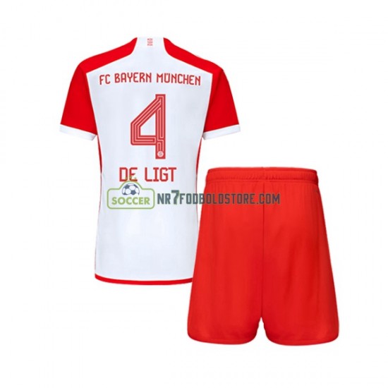 FC Bayern München Trøje Matthijs de Ligt 4 Børn Hjemmebane Fodboldsæt 2023-2024 Kortærmet