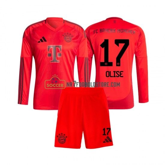 FC Bayern München Trøje Michael Olise 17 Børn Hjemmebane Fodboldsæt 2024-2025 Langærmet