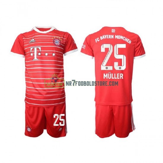 Bayern München Trøje Muller 25 Børn Hjemmebane Fodboldsæt 2022-2023 Kortærmet