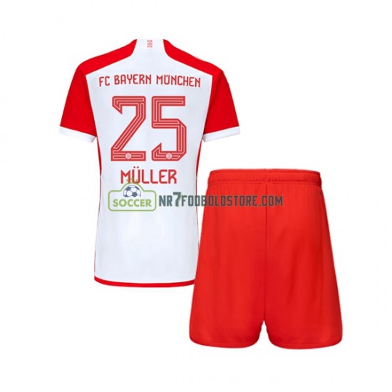 FC Bayern München Trøje Thomas Muller 25 Børn Hjemmebane Fodboldsæt 2023-2024 Kortærmet