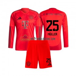 FC Bayern München Trøje Thomas Muller 25 Børn Hjemmebane Fodboldsæt 2024-2025 Langærmet