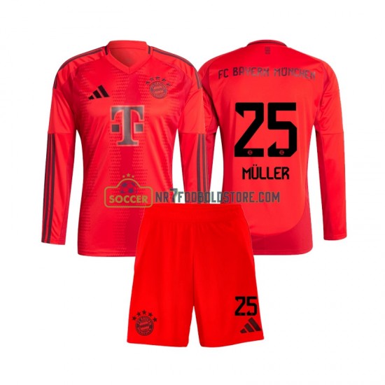 FC Bayern München Trøje Thomas Muller 25 Børn Hjemmebane Fodboldsæt 2024-2025 Langærmet