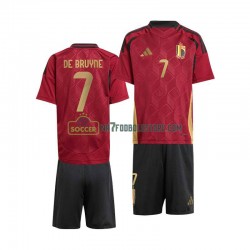 Belgien Trøje De Bruyne 7 Børn Hjemmebane Fodboldsæt Euro 2024 Kortærmet