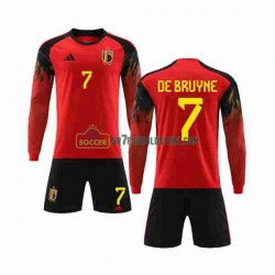 Belgien Trøje De Bruyne 7 Børn Hjemmebane Fodboldsæt VM i fodbold 2022 Langærmet