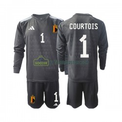Belgien Trøje Courtois 1 Målmand Børn Udebane Fodboldsæt 2022 Langærmet