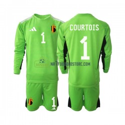 Belgien Trøje Courtois 1 Målmand Børn Hjemmebane Fodboldsæt 2021-2022 Langærmet