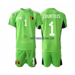 Belgien Trøje Courtois 1 Målmand Børn Hjemmebane Fodboldsæt 2021-2022 Kortærmet