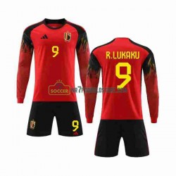 Belgien Trøje R.LUKAKU 9 Børn Hjemmebane Fodboldsæt VM i fodbold 2022 Langærmet