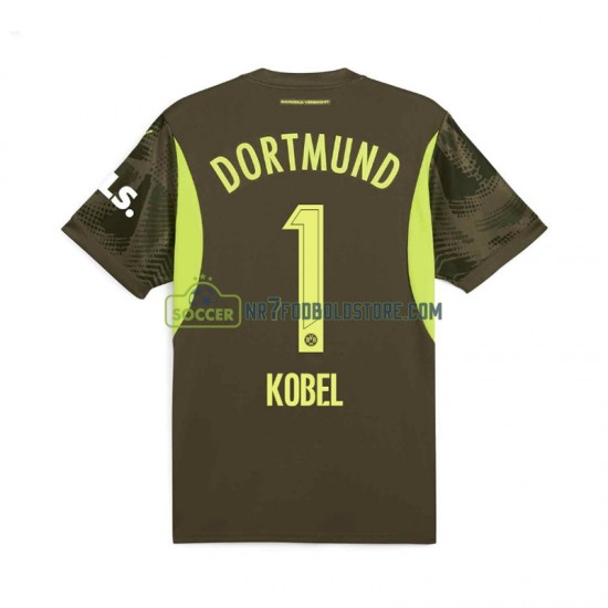 Borussia Dortmund Trøje Gregor Kobel 1 Målmand Mænd Udebane Fodboldsæt 2024-2025 Kortærmet