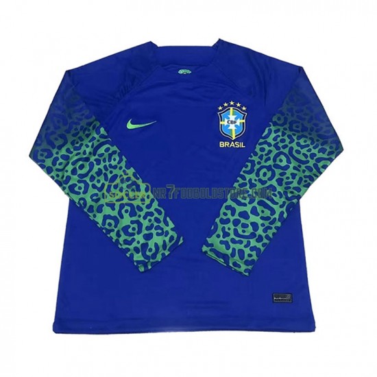 Brasilien Trøje Mænd Udebane Fodboldsæt VM i fodbold 2022 Langærmet