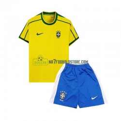 Brasilien Trøje Retro Børn Hjemmebane Fodboldsæt 1998 Kortærmet