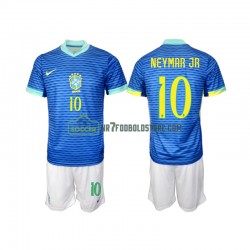 Brasilien Trøje Neymar JR 10 Børn Udebane Fodboldsæt 2024 Kortærmet
