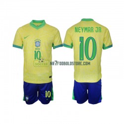 Brasilien Trøje Neymar JR 10 Børn Hjemmebane Fodboldsæt 2024 Kortærmet