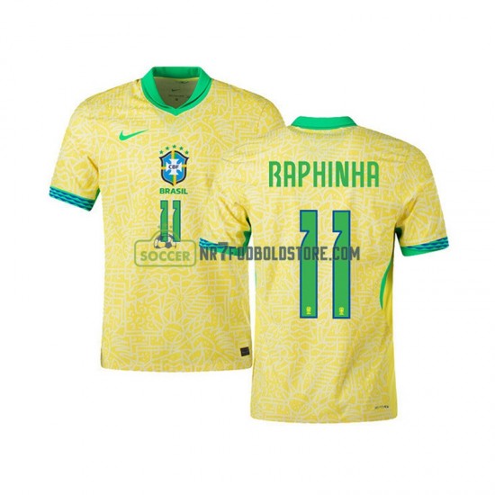 Brasilien Trøje RAPHINHA 11 Mænd Hjemmebane Fodboldsæt 2024 Kortærmet