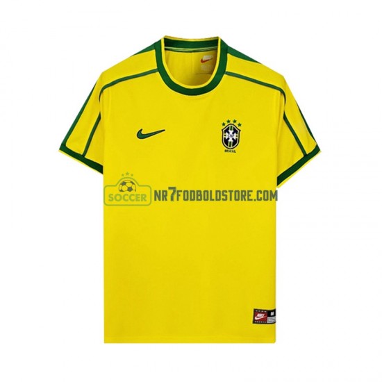 Brasilien Trøje Retro Mænd Hjemmebane Fodboldsæt 1998 Kortærmet