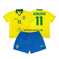 Brasilien Trøje Romario 11 Retro Børn Hjemmebane Fodboldsæt 1994 Kortærmet